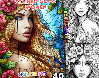 40 páginas para colorir com vitrais, colorir com vitrais, livro para colorir com vitrais, designs de qualidade para adultos e crianças e aliviar o estresse