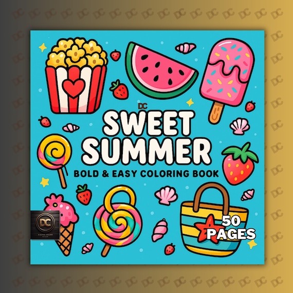 Sweet Summer Coloring Book | Cute & Simple | Bold and Easy | Cozy Summer Coco Wyo Style| Digital Download PDF PNG | Printable Coloring Pages