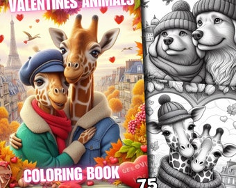75 Valentines Animal Coloring Happy Valentines Day Coloring Pages, book quality designs of valentine animals in cities of love adults & kids