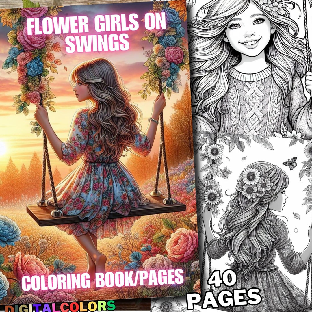 40 Flower Girl Coloring Book on Swings Flower Girl Coloring Pages