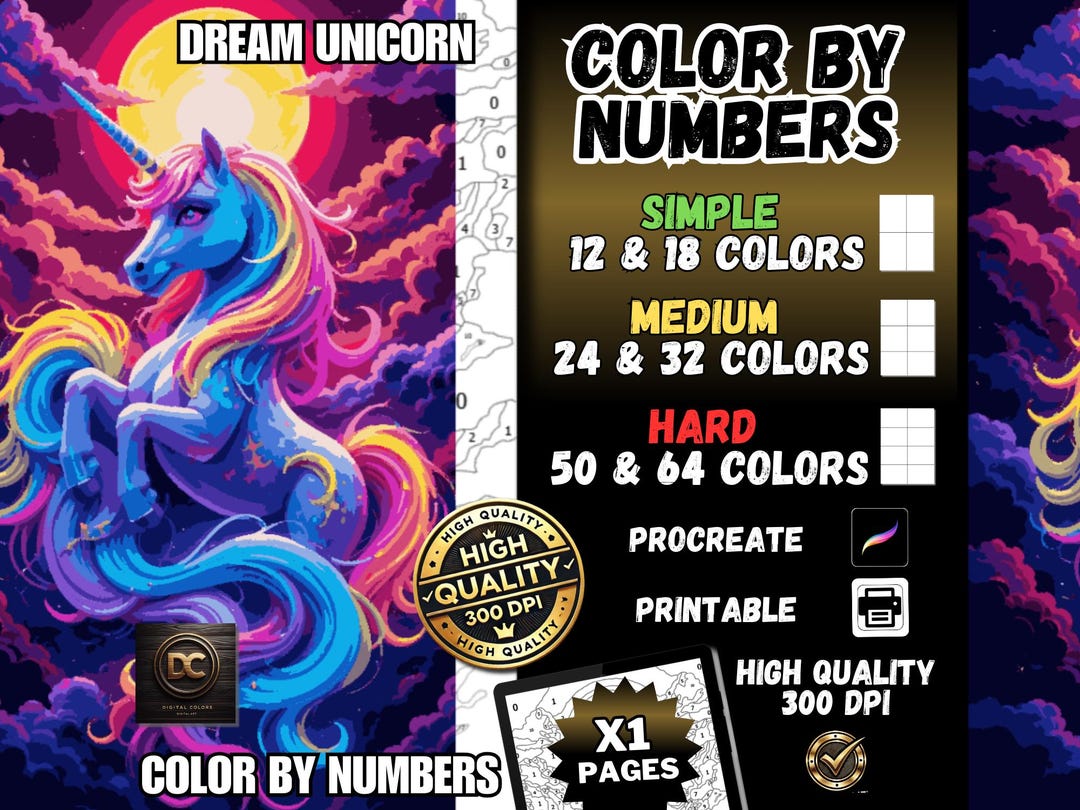 Coloring by Numbers, Digital Coloring Pages, Paint by Numbers ...
