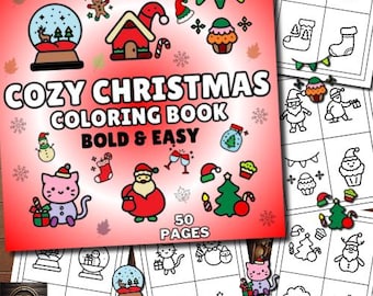 50 Cozy Christmas Coloring Pages, Cozy Christmas Coloring Book, Christmas Coloring Pages, Christmas Coloring Bookk, Bold and Easy Print Pdf