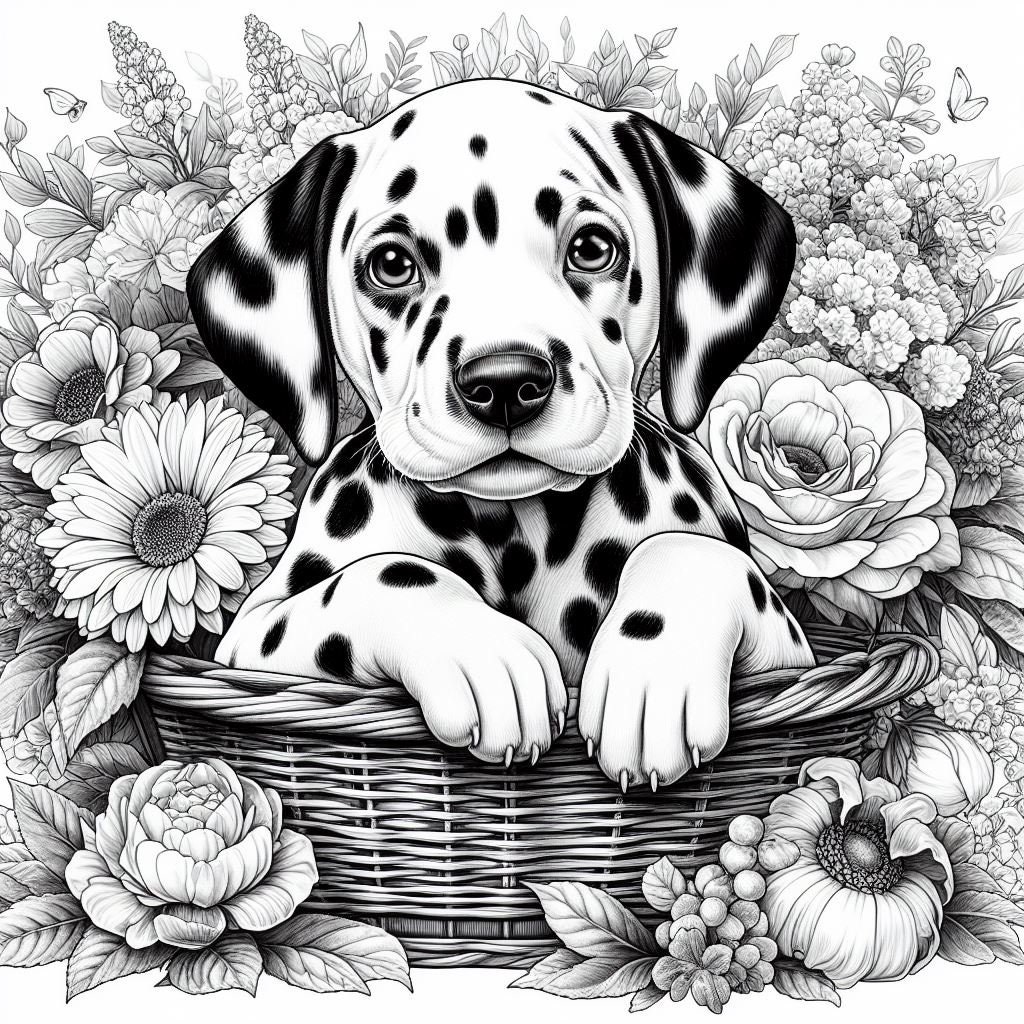 40 Dog Dalmatian in Basket Coloring Pages, Dogs Dalmatian in Basket ...