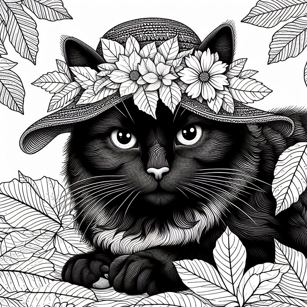 40 Autumn Black Cat Coloring Pages Fall Book Sheet Grayscale Design of ...