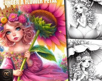 53 Princesinha sob uma pétala de flor Páginas para colorir Livro de colorir de princesas, Cinderela em escala de cinza Fantasia para colorir Adultos Crianças Imprimir Pdf