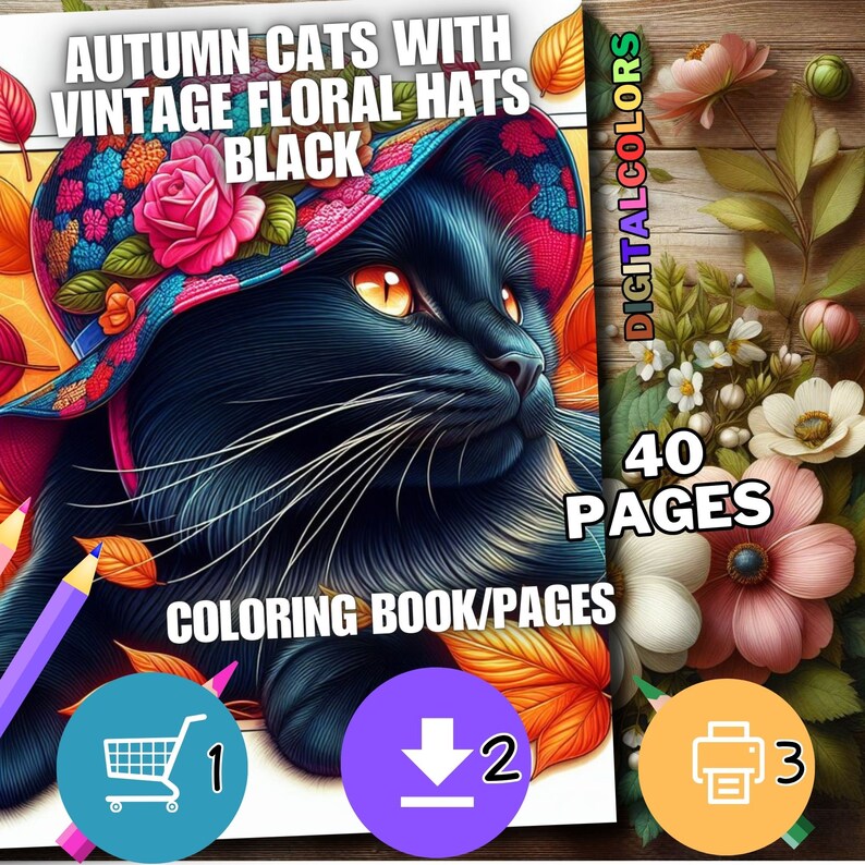 40 Autumn Black Cat Coloring Pages Fall Book Sheet Grayscale Design of ...