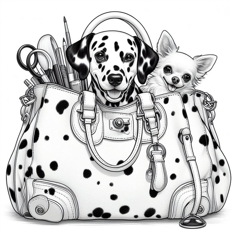48 Dog Dalmatian and Chihuahua in a Bag Coloring Pages, Dogs Dalmatian ...