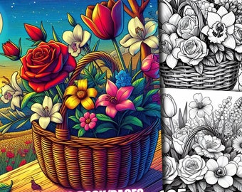 125 Flower Coloring, Flower Coloring Pages, Flower Coloring Book