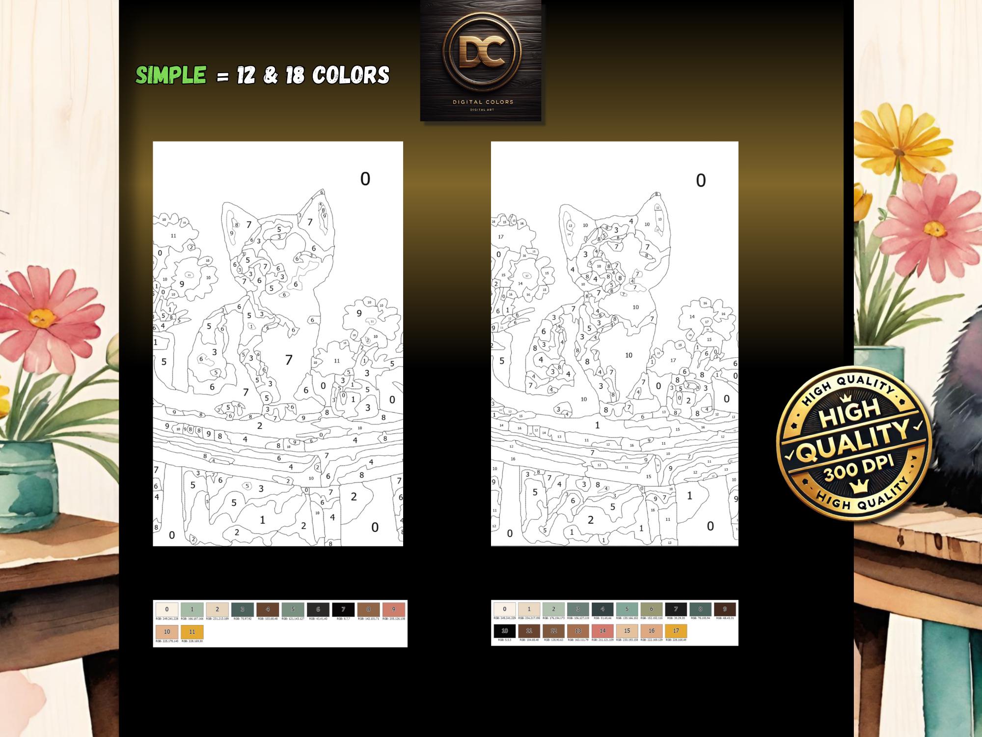 Coloring by Numbers, Digital Coloring Book, Paint by Numbers, Procreate ...