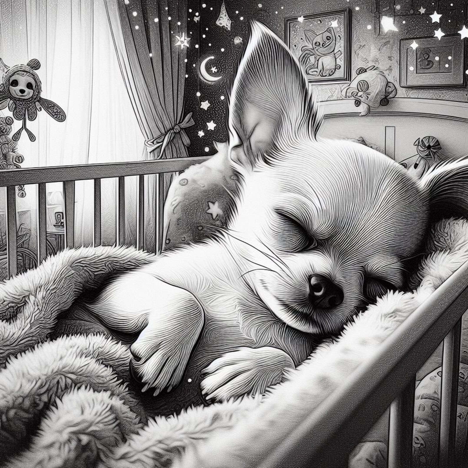 54 Chihuahua in a Cradle Coloring Pages, Dog Coloring Book, Dogs ...