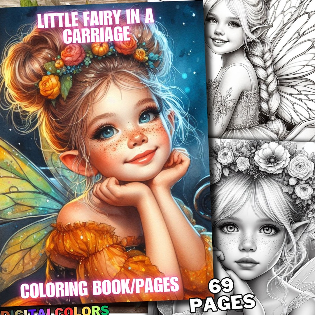 69 Little Fairy in a Carriage Coloring Pages, Fairy Coloring Book ...
