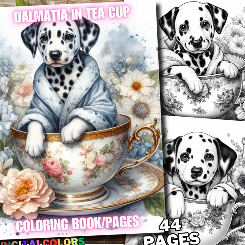 55 Dalmatian in Tea Cup Coloring, Dog Coloring Pages, Dogs Coloring ...