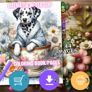 55 Dalmatian in Tea Cup Coloring, Dog Coloring Pages, Dogs Coloring ...