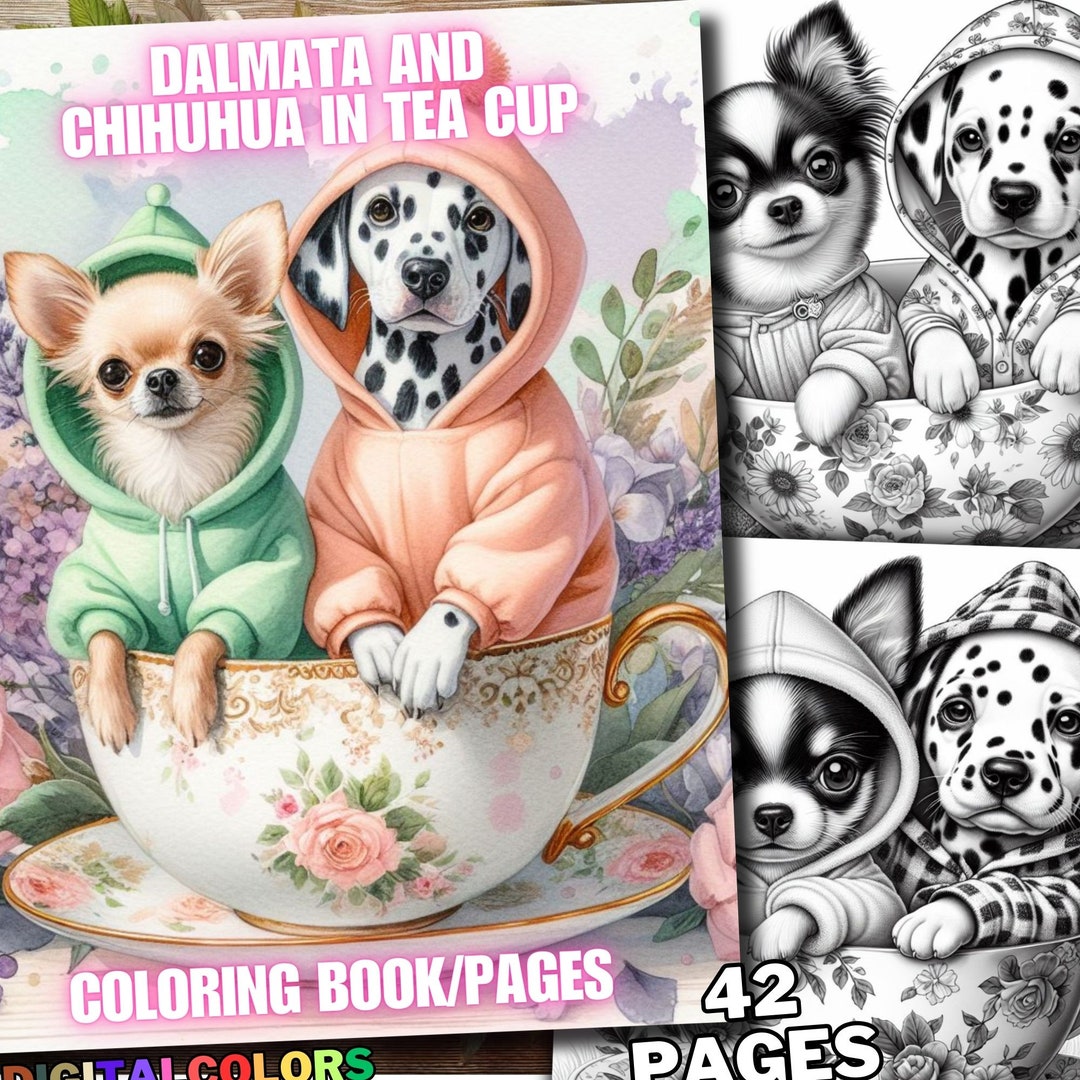 42 Dalmatian and Chihuahua in Tea Cup Coloring, Dog Coloring Pages ...
