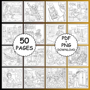 Cozy Girl Moments Coloring Book, Bold and Easy Coloring, Printable Coloring, iPad, Procreate, Girl Moments Coloring Pages Coco wyo Coloring image 6