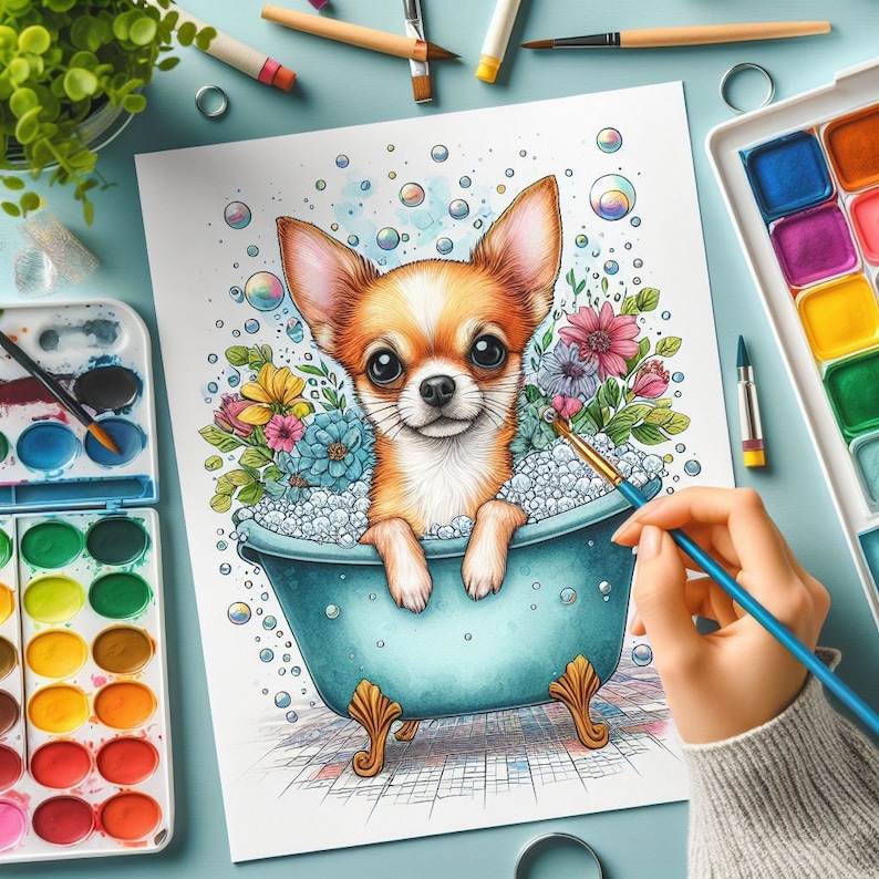 40 Dog Chihuahua in Bathtub Coloring Pages, Dogs Chihuahua in Bathtub ...
