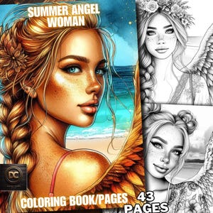 43 Summer Angel Woman Coloring Pages, Angel Women Coloring Book