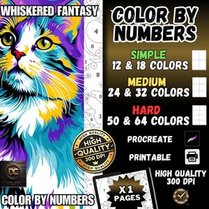 Coloring by Numbers, Digital Coloring, Paint by Numbers, Procreate Coloring, Ipad Coloring, Printable Coloring Pdf, By number Coloring Adult