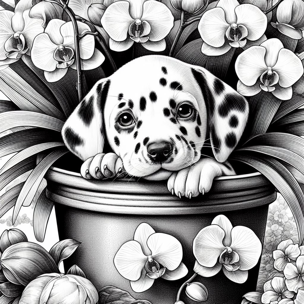 44 Dog Dalmatian in a Pot Coloring Pages, Dogs Dalmatian in a Pot ...