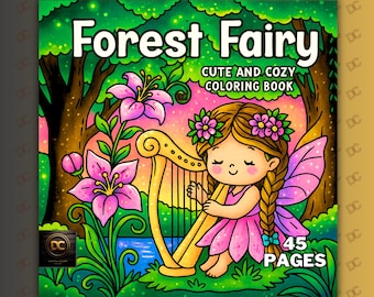 Forest Fairy Bold & Easy Coloring Book | 45 Pages | Coco Wyo Style | Cozy and Cute | PDF + PNG | Digital Download | Printable Coloring
