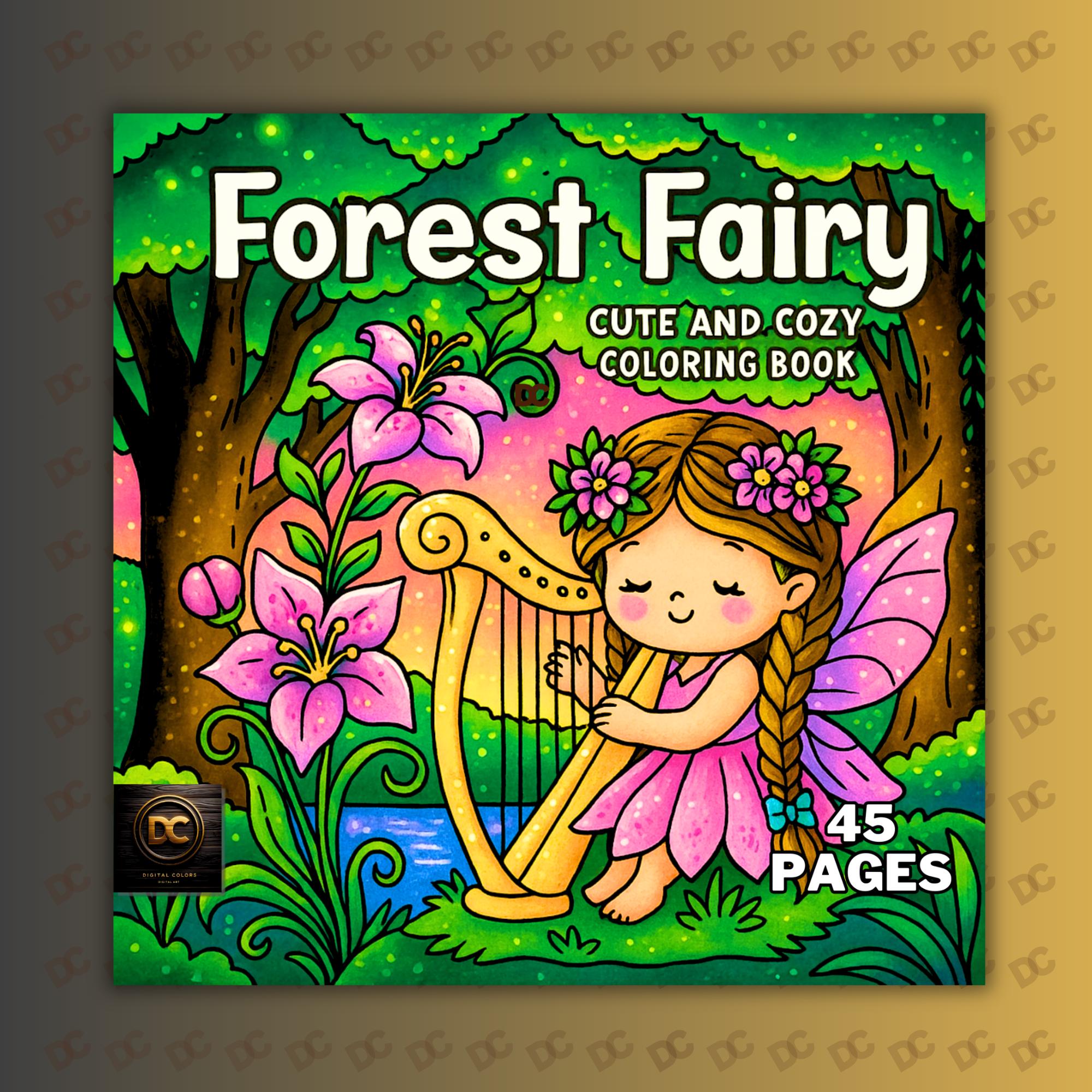 Libro para Colorear Hada del Bosque – Bold & Easy, 45 páginas acogedoras estilo Coco Wyo | PDF y PNG imprimible
