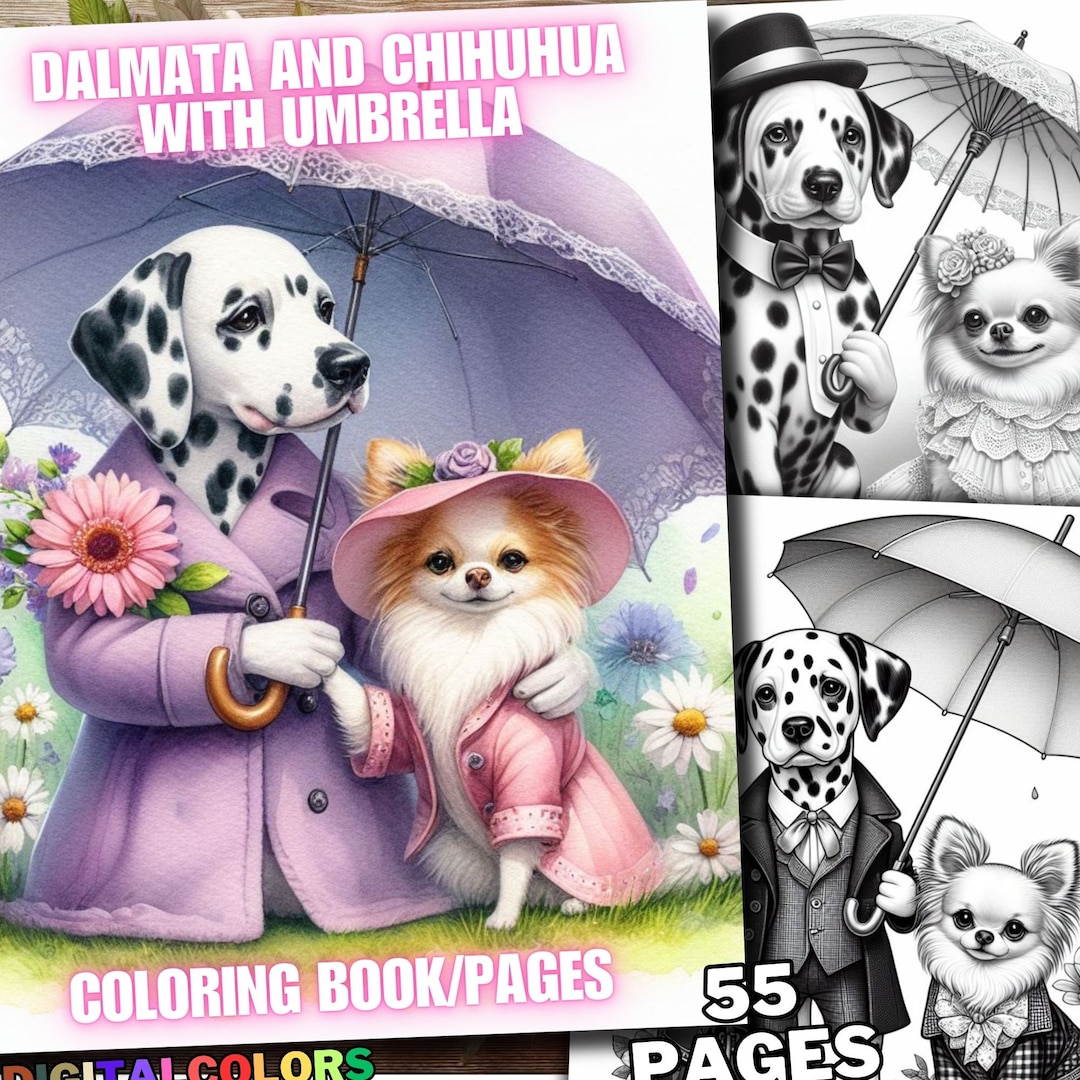 55 Dalmatian and Chihuahua With Umbrella Coloring, Dog Coloring Pages ...