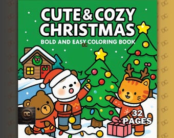 Schattig en gezellig kerstkleurboek voor volwassenen - schattige winterkunst in Coco Wyo-stijl, PDF-afdrukbaar + Procreate PNG