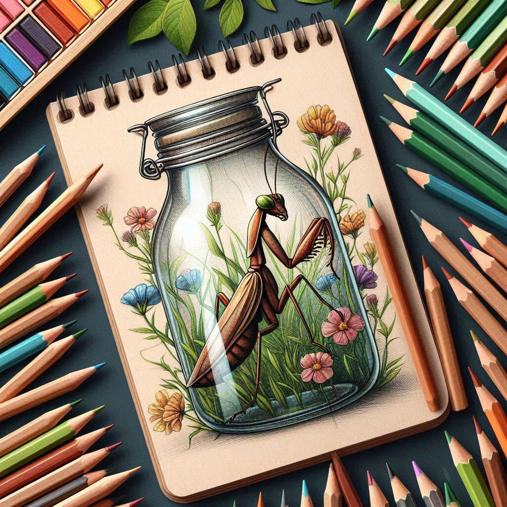 54 Malvorlagen „Gottesanbeterin im Glas“, Malbuch „Gottesanbeterin“,  Fantasie zum Ausmalen von Insekten in Graustufen für Erwachsene und Kinder,  druckbares PDF - Etsy Schweiz, image size:1024x1024