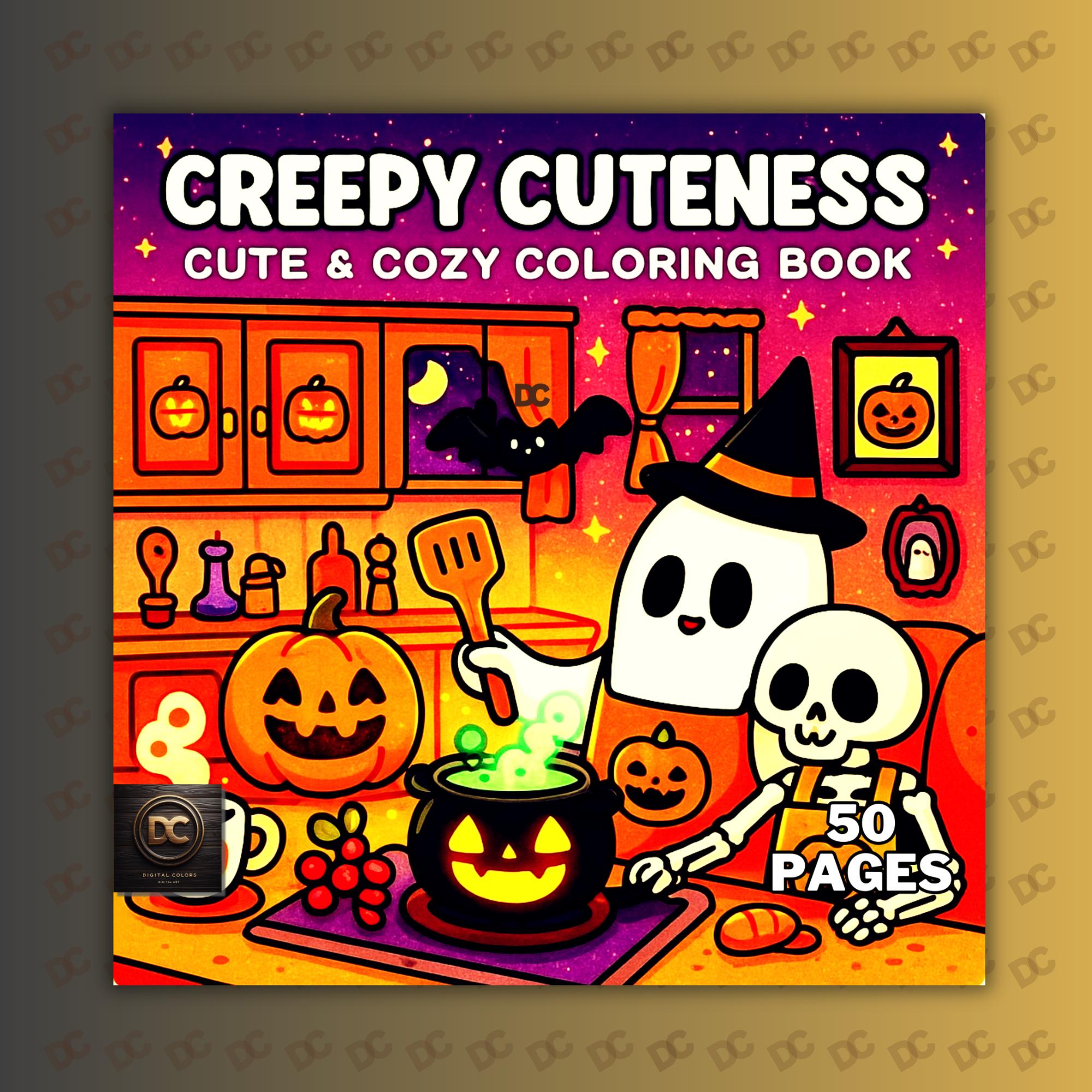Creepy Cuteness Kawaii Spooky – Libro de colorear: 50 páginas gruesas y fáciles PDF + PNG para imprimir y Procreate