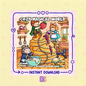 Cozy Coloring Book, Magical Coloring Book, Cozy Fantasy Coloring Book, Bold and Easy Coloring Book Printable, Coco wyo, PDF + PNG Procreate