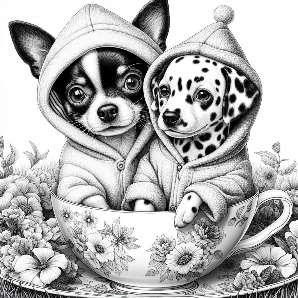42 Dalmatian and Chihuahua in Tea Cup Coloring, Dog Coloring Pages ...