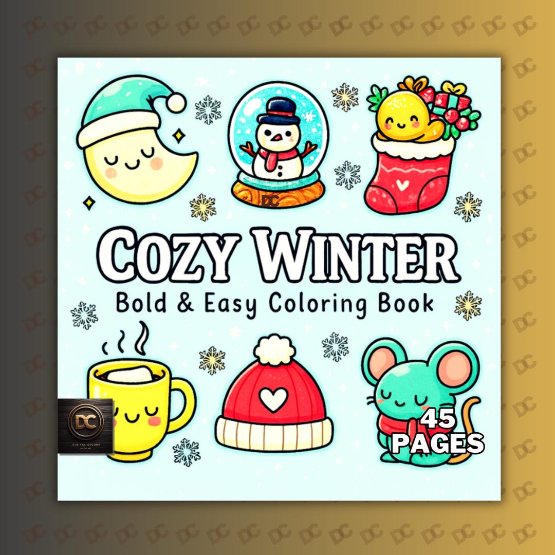 Cozy Winter - Bold and Easy Cute Winter Coloring Pages for Adults ...