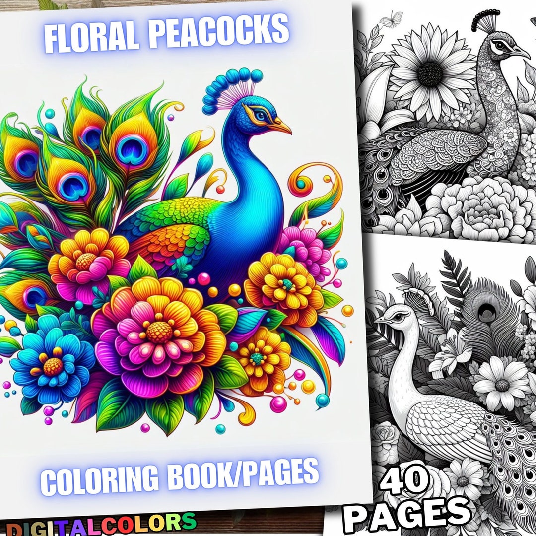40 Floral Peacocks Coloring, Coloring Book, Coloring Pages, Flower ...