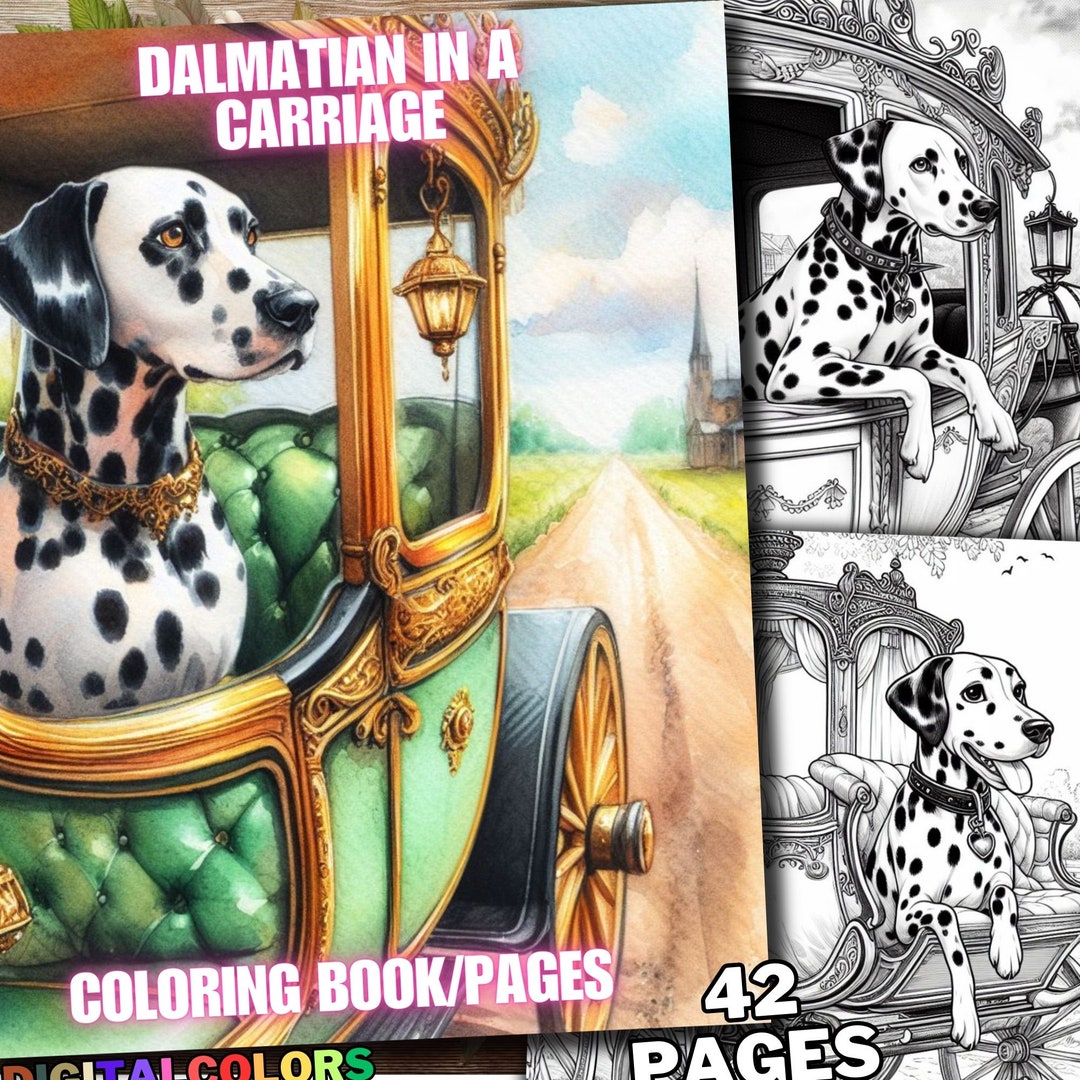 42 Dog Dalmatian in a Carriage, Dogs Dalmatian in a Carriage Coloring ...
