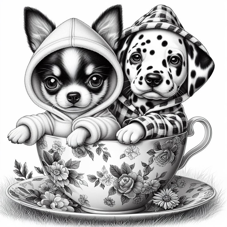 42 Dalmatian and Chihuahua in Tea Cup Coloring, Dog Coloring Pages ...