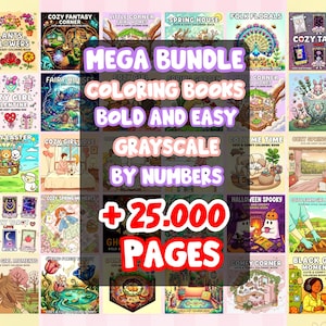 Malbuch-Bundle mit über 25.000 Malvorlagen zum Ausdrucken, Farbpalette mit verschiedenen Farben, Graustufen, Wandbildern, Malen nach Zahlen, Disney-Motiven, PDF- und PNG-Download