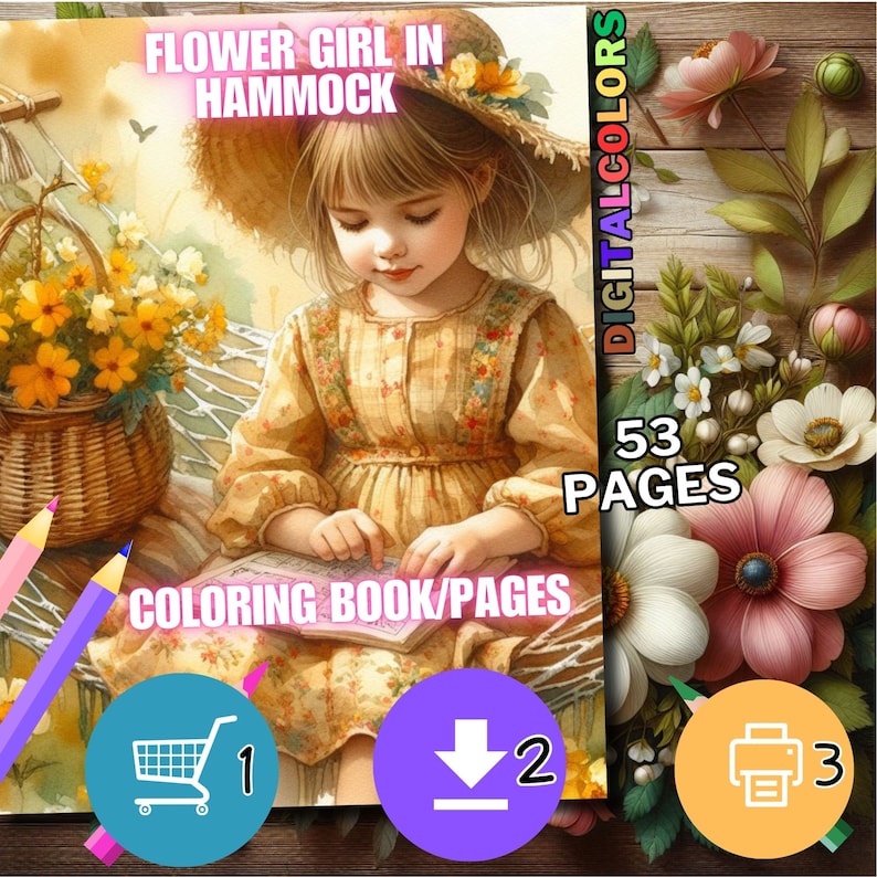 53 Flower Girl in Hammock Coloring, Floral Woman Coloring Pages, Women