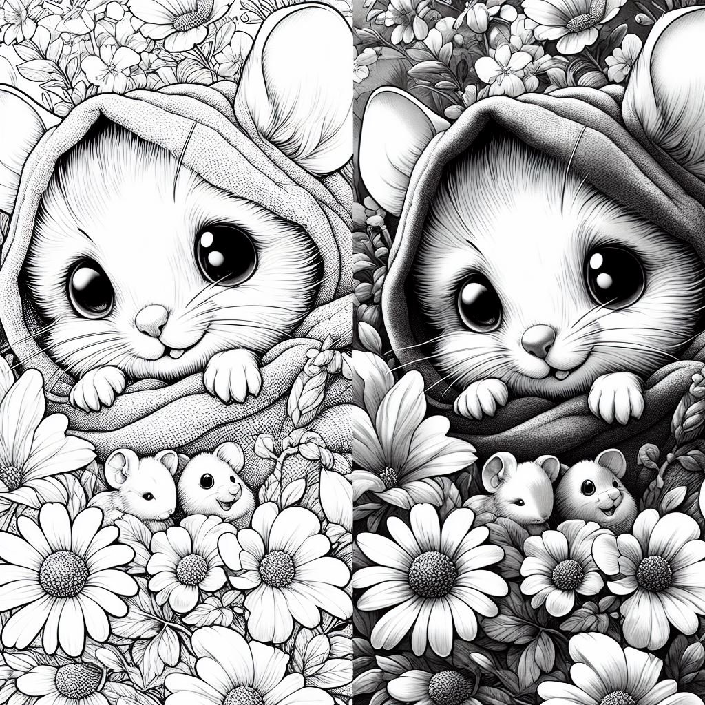 50 Mouse Coloring Pages, Mouse Coloring Book, Baby Animal Coloring ...