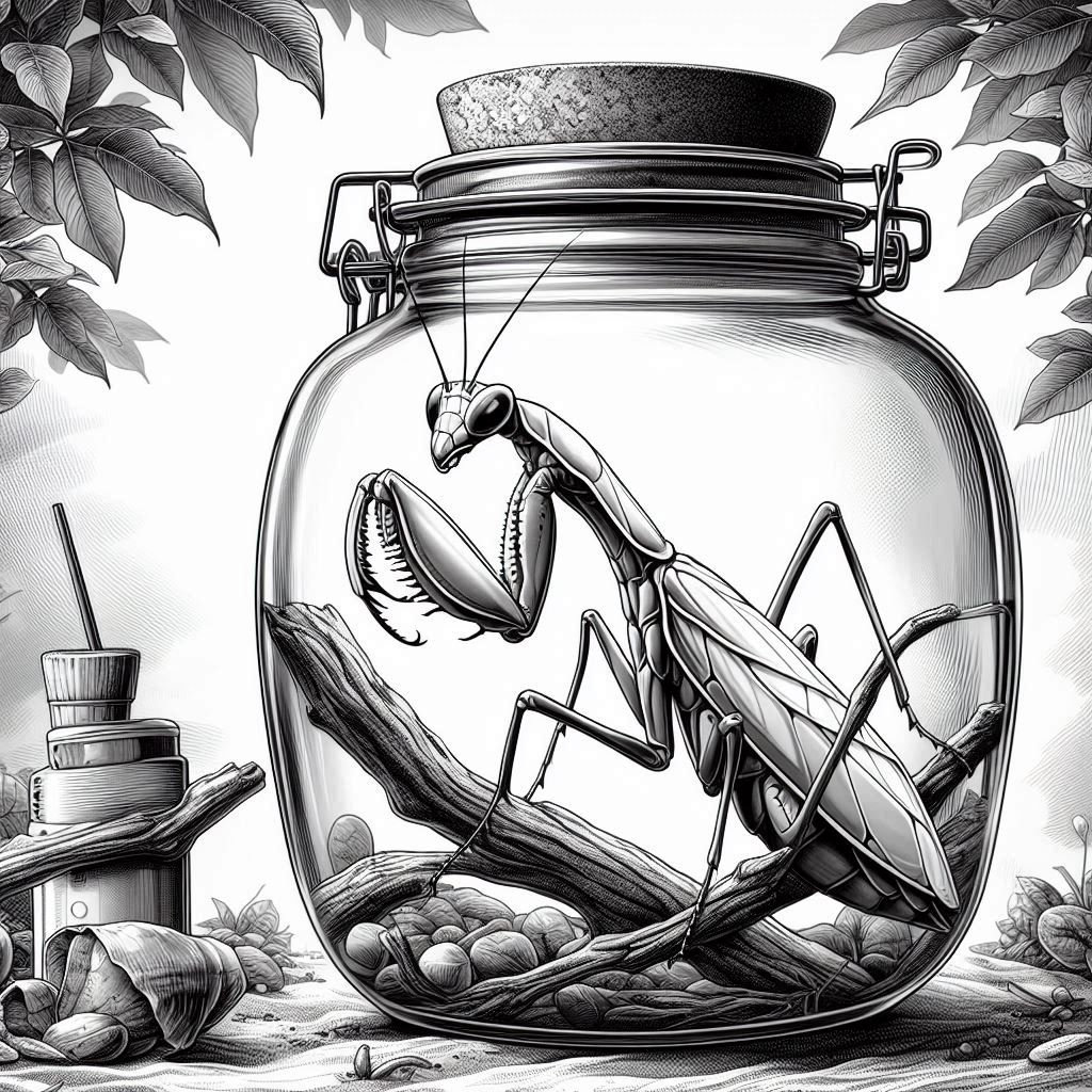 54 Malvorlagen „Gottesanbeterin im Glas“, Malbuch „Gottesanbeterin“,  Fantasie zum Ausmalen von Insekten in Graustufen für Erwachsene und Kinder,  druckbares PDF - Etsy Schweiz, image size:1024x1024