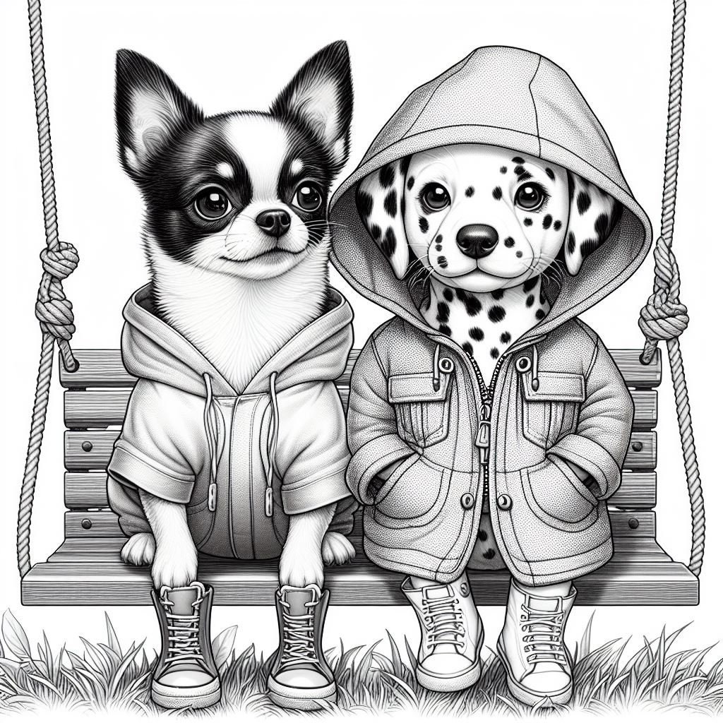 57 Dalmatian and Chihuahua on Swing Coloring, Dog Coloring Pages, Dogs ...
