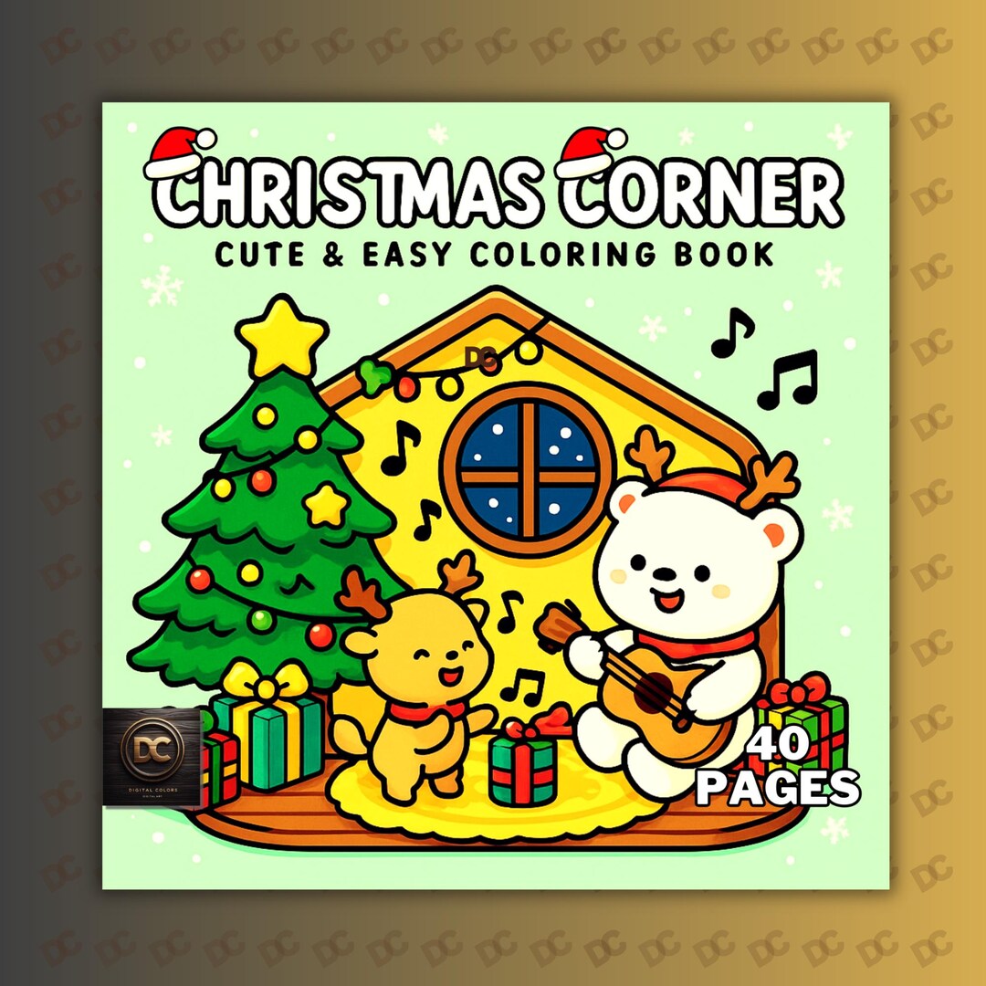 Christmas Corner Bold and Easy Coloring Book for Adults - Cute Cozy ...