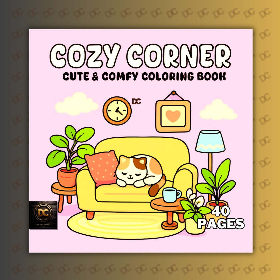 Cozy Corner - Bold & Easy Cute Home Coloring Pages for Adults Teens ...