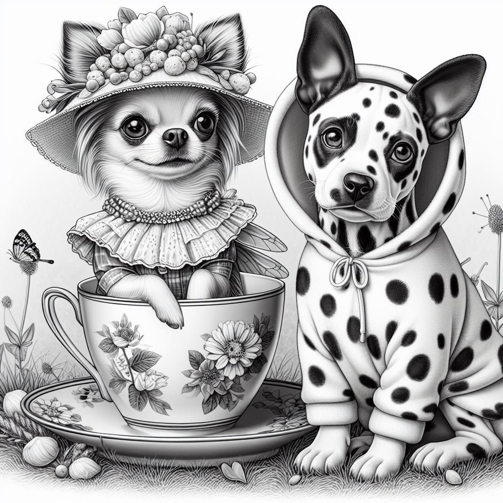42 Dalmatian and Chihuahua in Tea Cup Coloring, Dog Coloring Pages ...