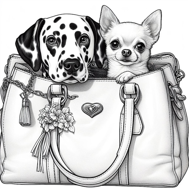48 Dog Dalmatian and Chihuahua in a Bag Coloring Pages, Dogs Dalmatian ...
