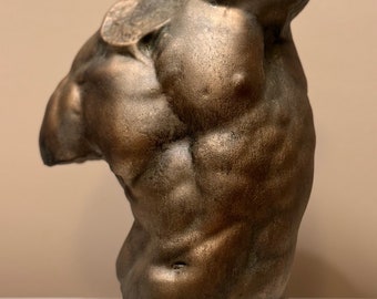 Sculpture en bronze de torse masculin, célèbre statue grecque antique, sculpture hellénistique, statue de torse de satyre