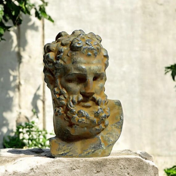 Heracles Bust Statue, Hercules Head Sculpture, Mythological Statue, Antique Greek Sculpture