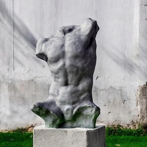 Statua di torso maschile, scultura maschile in gesso, scultura di torso maschile in cemento, sculture classiche dell'antica Grecia
