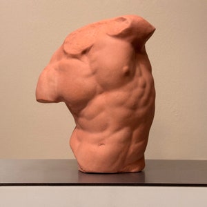 Terracotta Gaddi Torso Statue, Male Torso Sculpture, Classical Sculptures of Ancient Greek