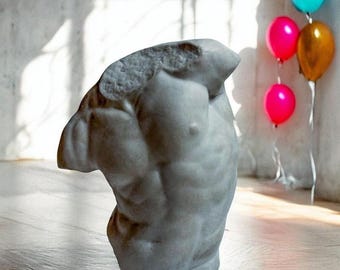 Concrete Gaddi Torso Statue, Male Torso Sculpture, Classical Sculptures of Ancient Greek