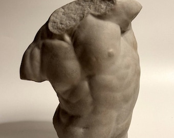 Statua del torso Gaddi in cemento, scultura del torso maschile in cemento, sculture classiche del greco antico